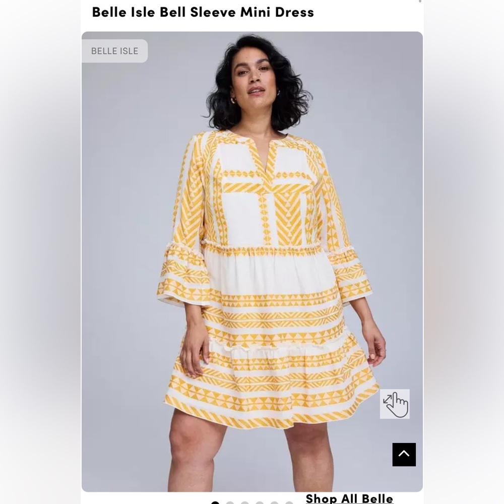 Torrid Belle Isle Size 00- Yellow and White Belle Sleeve Mini Dress